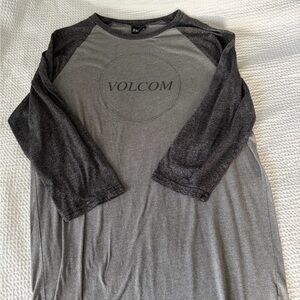 Volcom Charcoal and Light Gray Raglan Tee